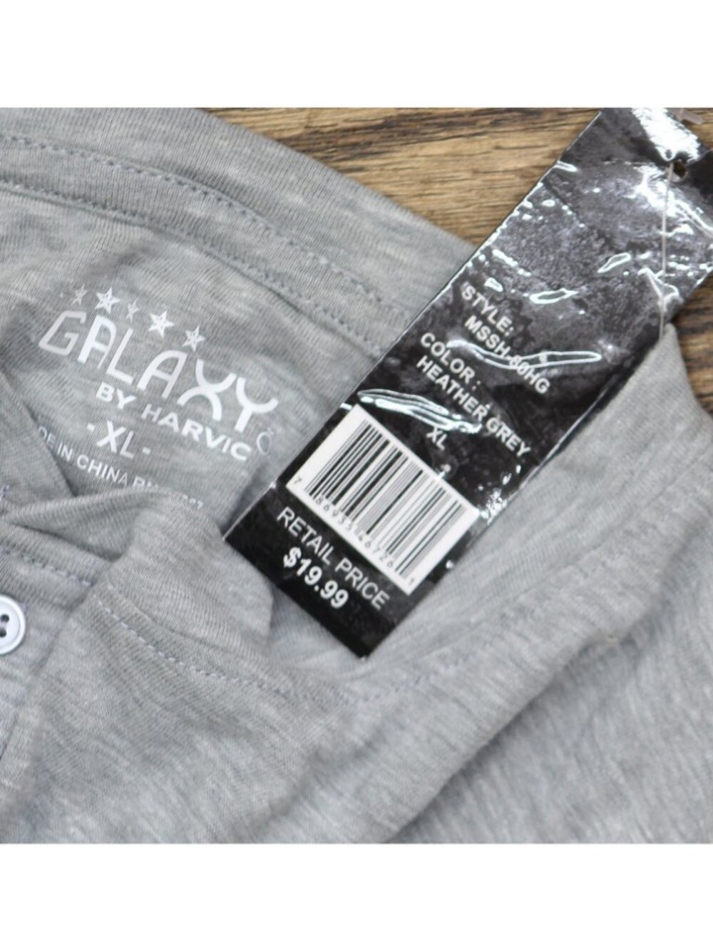 NWT Galaxy By Harvic Mens Slim Fitting Short Sleeve Henley Slub Tee Gray XL - Picture 7 of 7